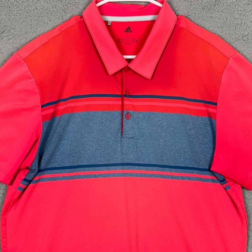Adidas Golf Polo Shirt Mens Large Red Blue Colorblock Performance Rugby Athletic